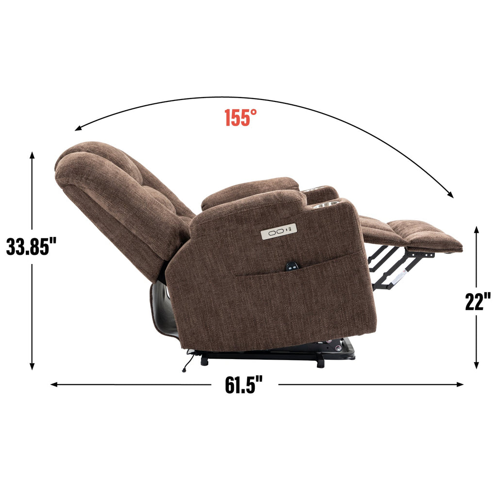 Large Power Lift Recliner Chair with Massage & Heat - Chenille