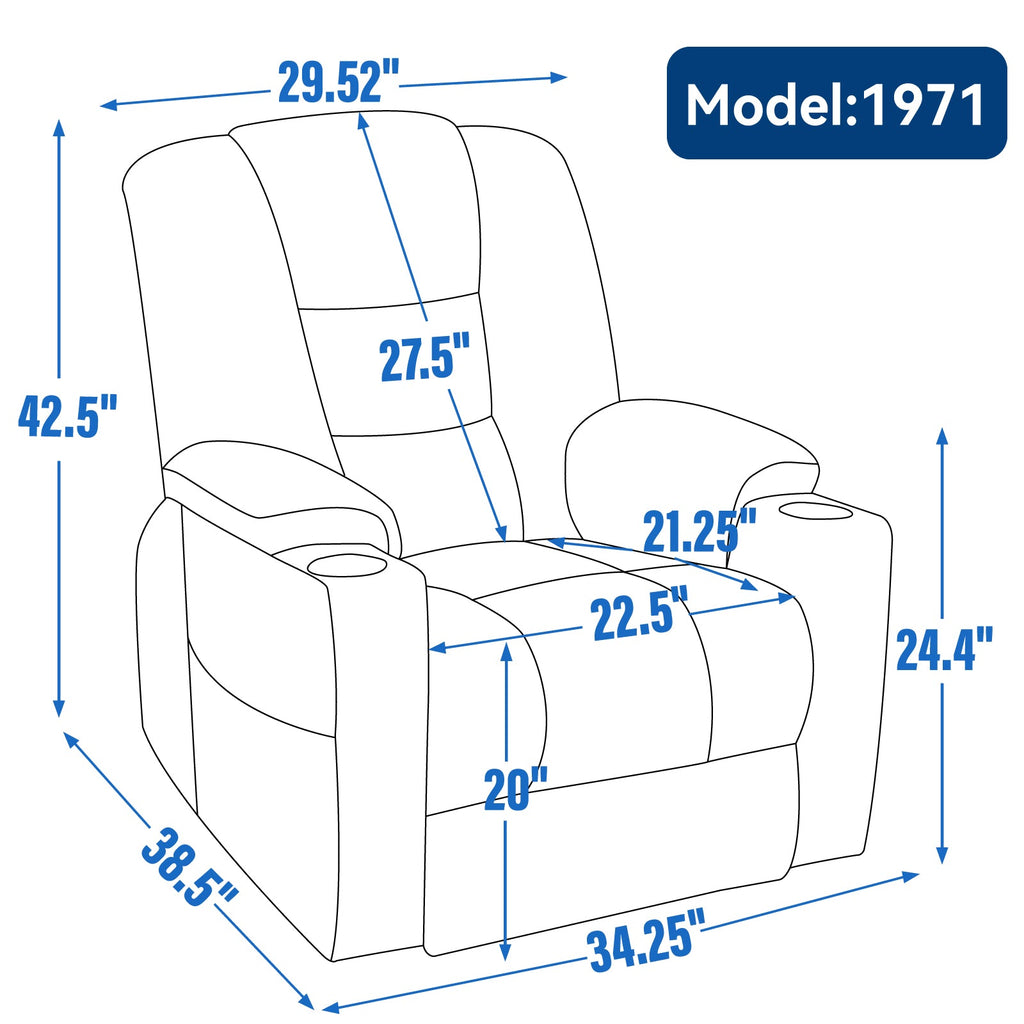 Large Power Lift Recliner Chair with Massage & Heat - Chenille