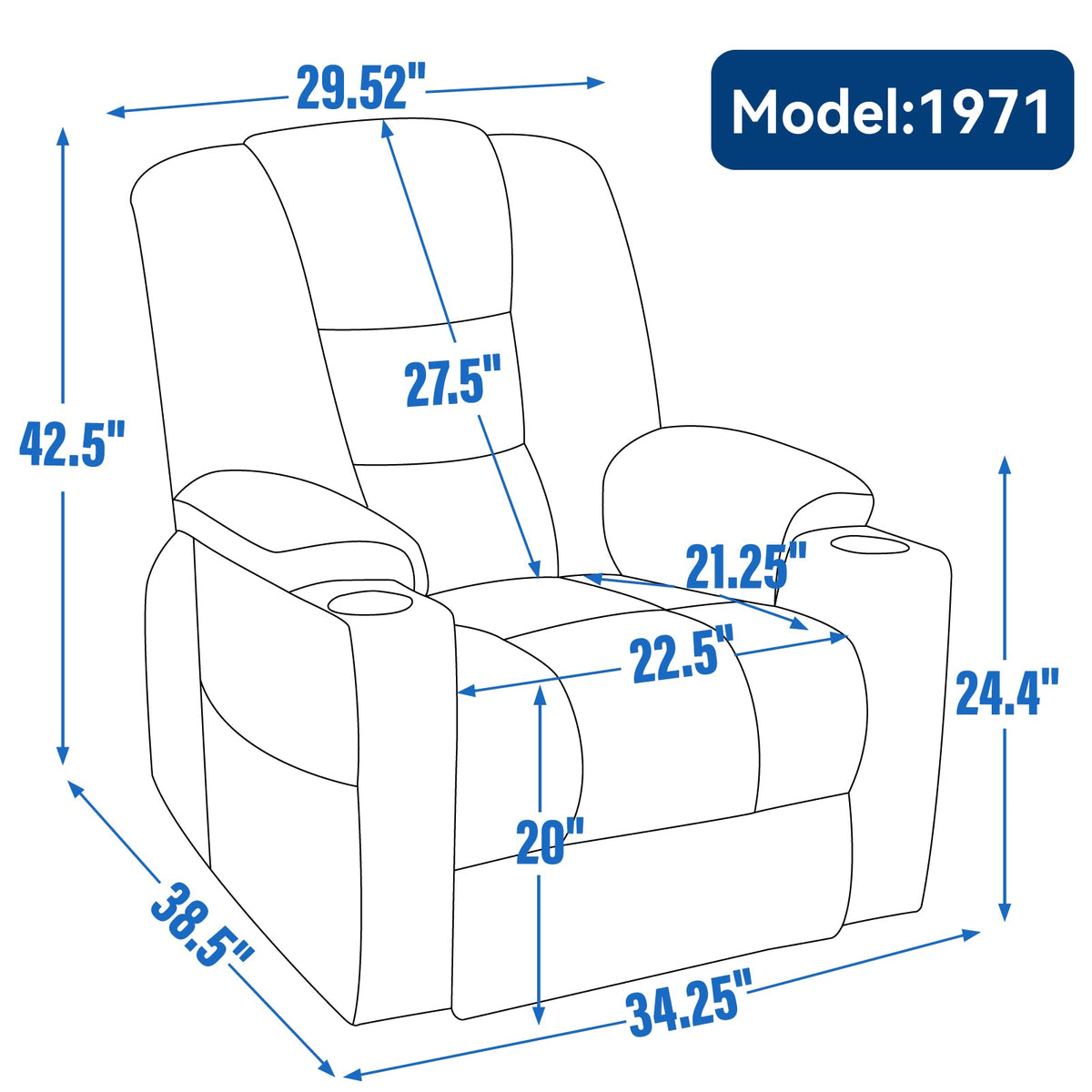 Large Power Lift Recliner Chair with Massage & Heat - Chenille