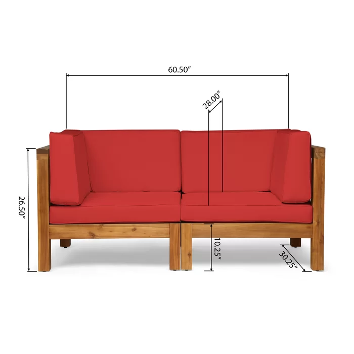 Brava X-Back Loveseat with Water-Resistant Cushions - Red or White
