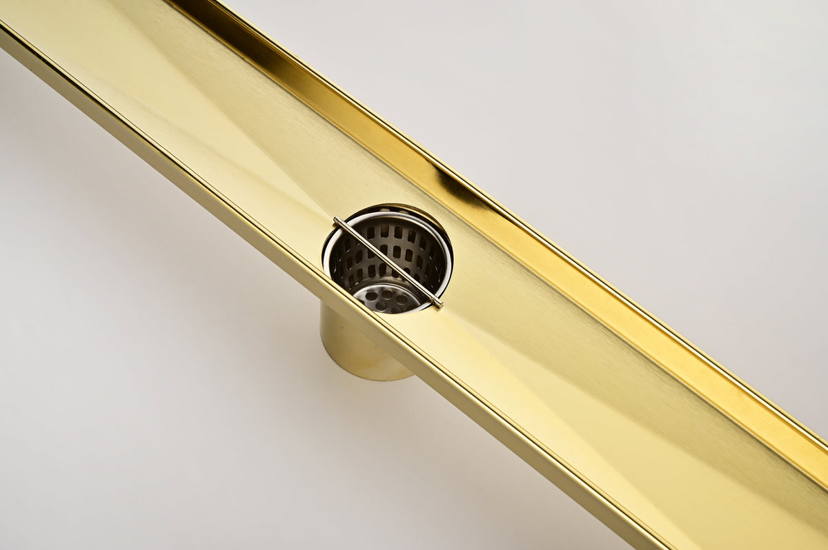 24 Inch Linear Shower Drain with Removable Quadrato Pattern Grate - Stainless Steel
