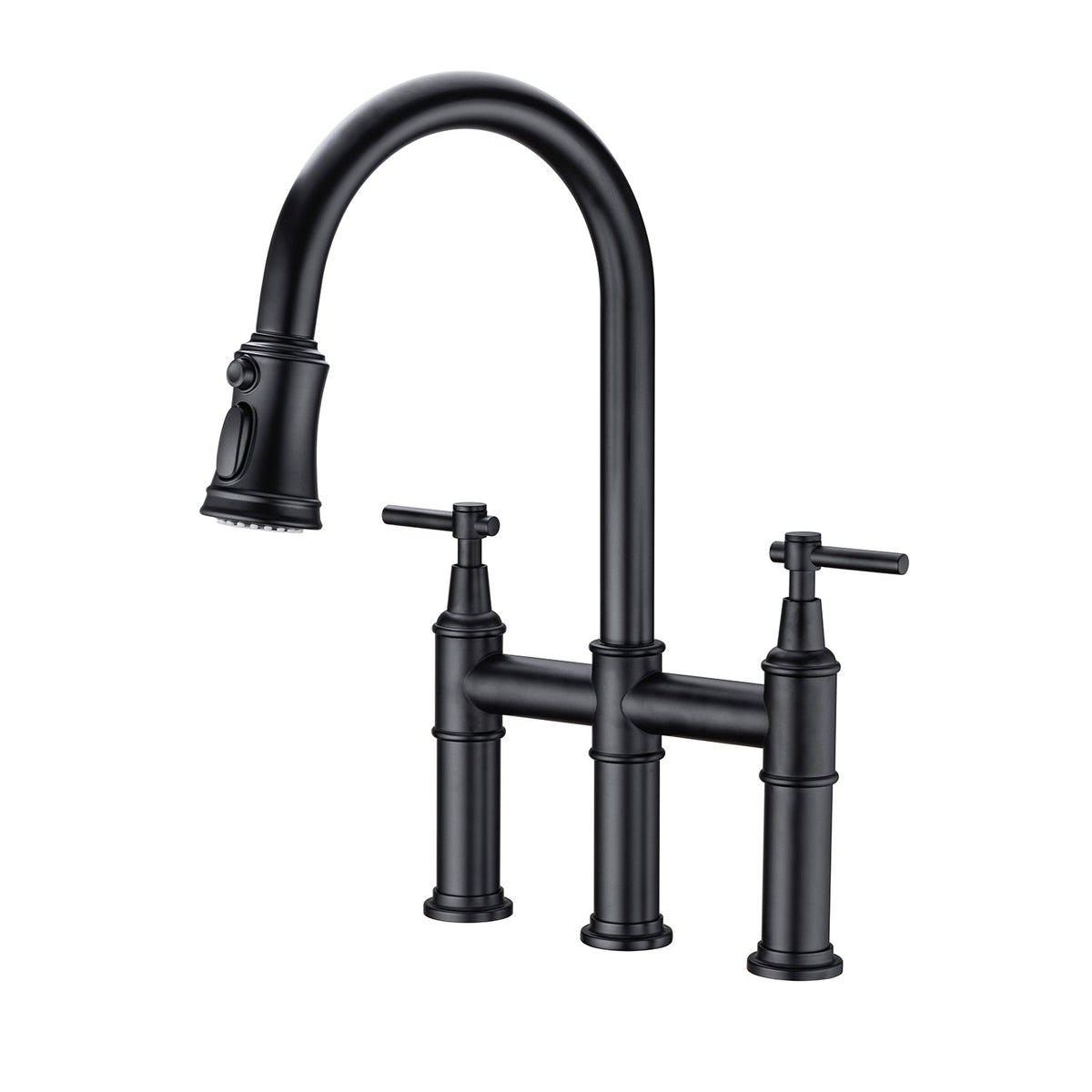 Bridge Kitchen Faucet with Pull-Down Sprayhead - Brass