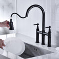 Bridge Kitchen Faucet with Pull-Down Sprayhead - Brass