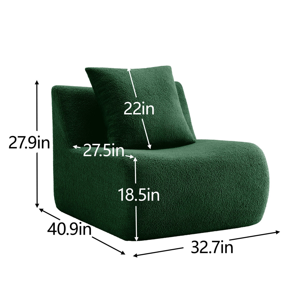 Soft Teddy Fabric Sofa with No Assembly Required - Green or Black
