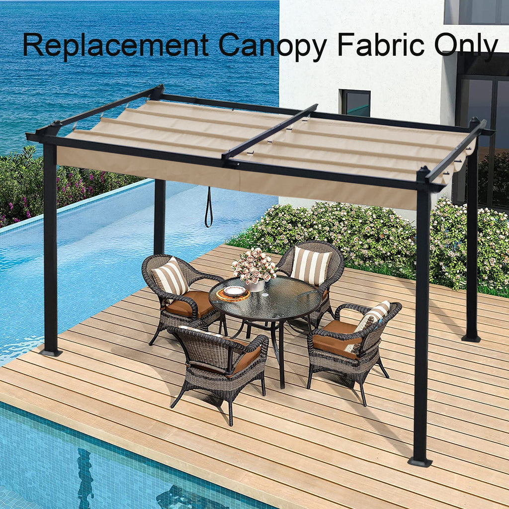Replacement Canopy Top Cover Fabric for Retractable Pergola - Beige or Dark Gray
