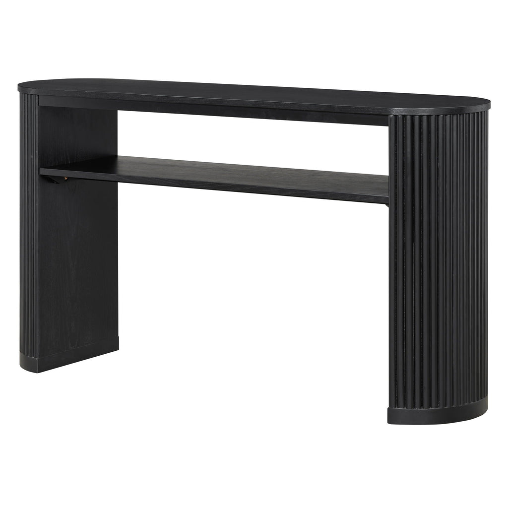 Console Table With Fluted Legs and Open Shelf - Available in Black, Light Brown, Dark Brown