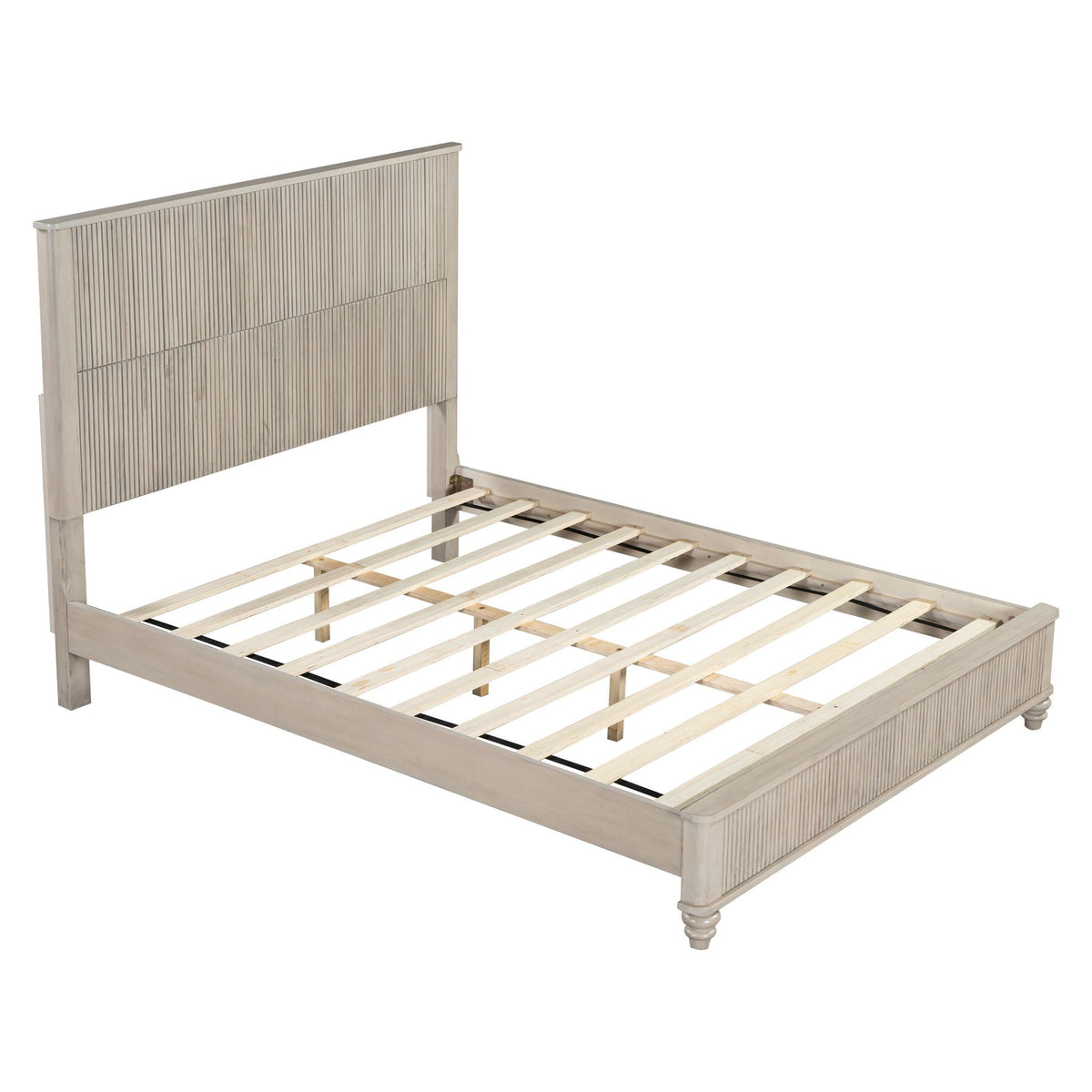 Platform Bed Frame with Tall Headboard - Solid Wood, Queen & King Sizes