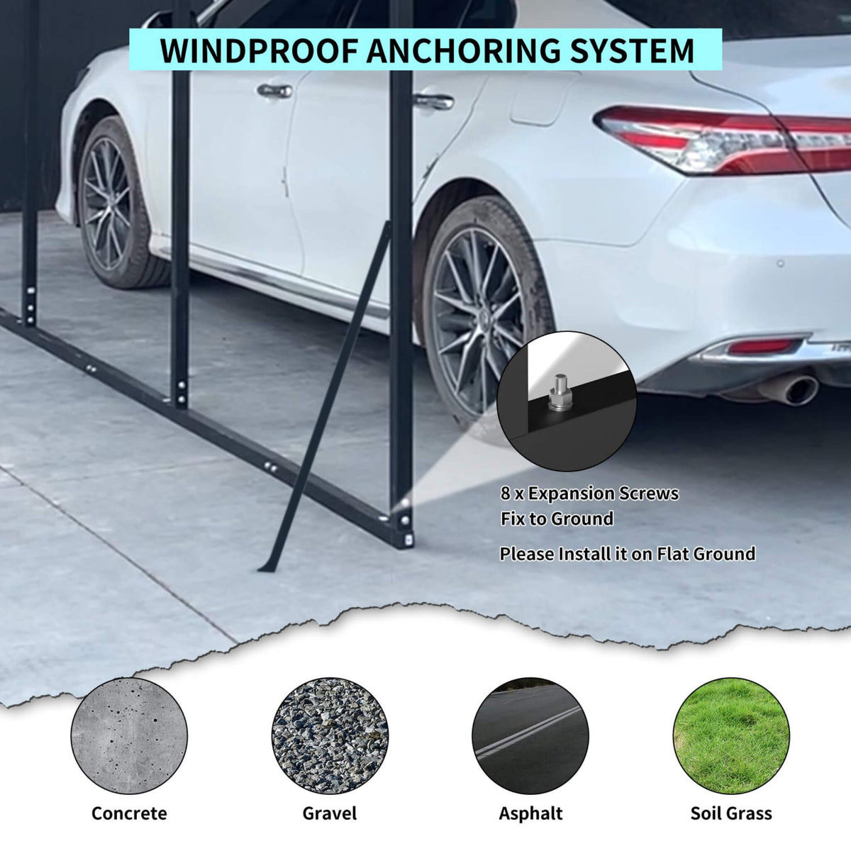 [20X20FT] Extra-Large Heavy-Duty Outdoor Metal Carport With Galvanized Steel Roof For Cars, Boats And Trucks (SAK75633)