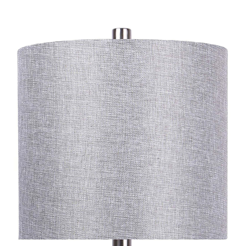 Contemporary Table Lamp Set with Drum Shade - Gray