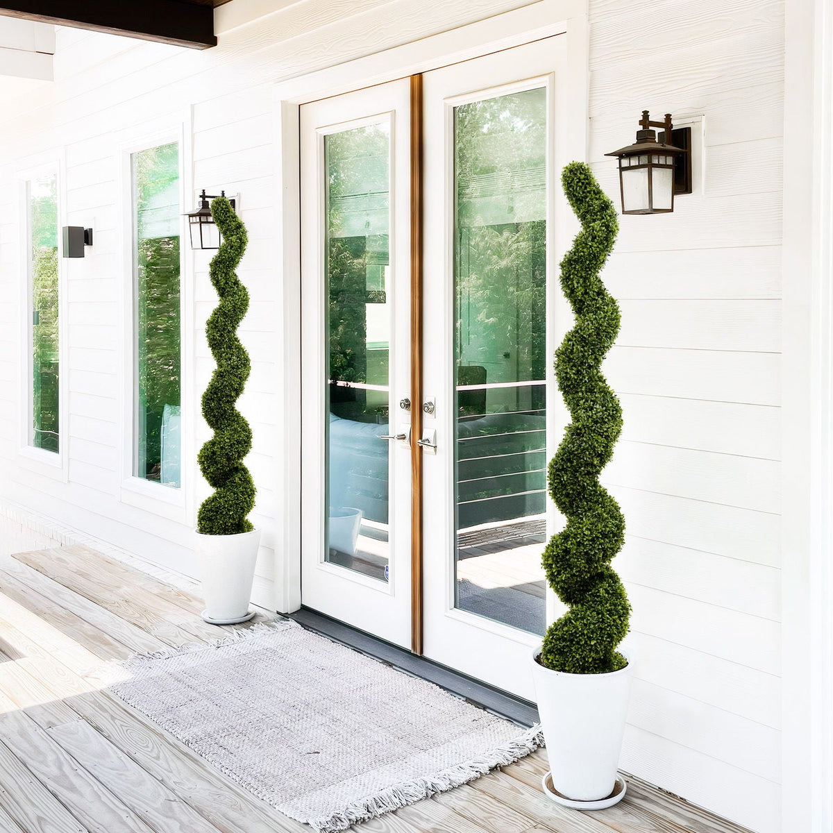 Artificial Outdoor UV Resistant Plastic Boxwood Topiary Spiral Tree