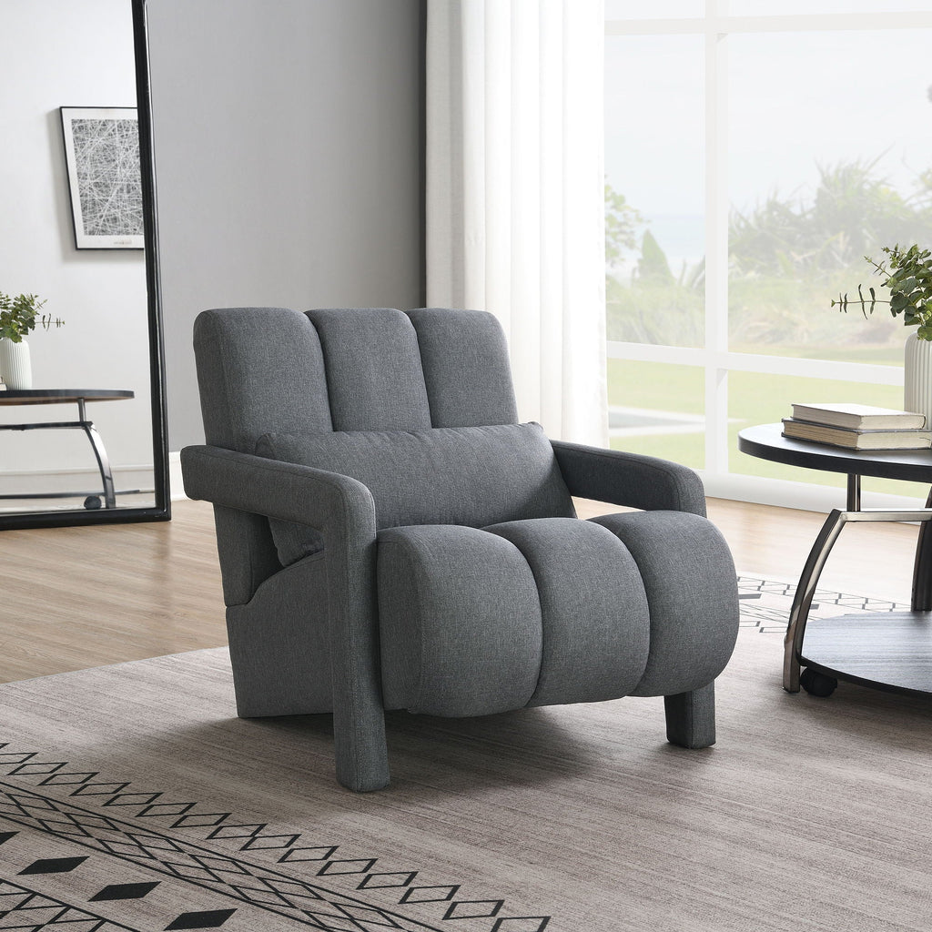 Modern Upholstered Accent Chair with Pillow - Fabric