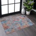 Machine Washable Area Rug with Low Pile - Light Blue, Gray, or Black