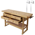 60in Wooden Workbench with 4 Drawers – Rubber Wood