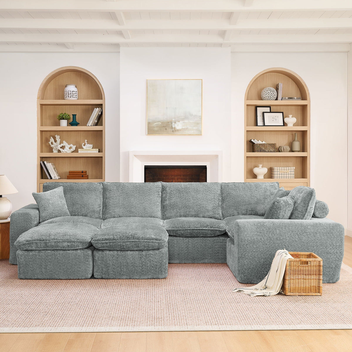 Sectional Sofa with Moveable Ottoman and Modular Design - Multiple Colors