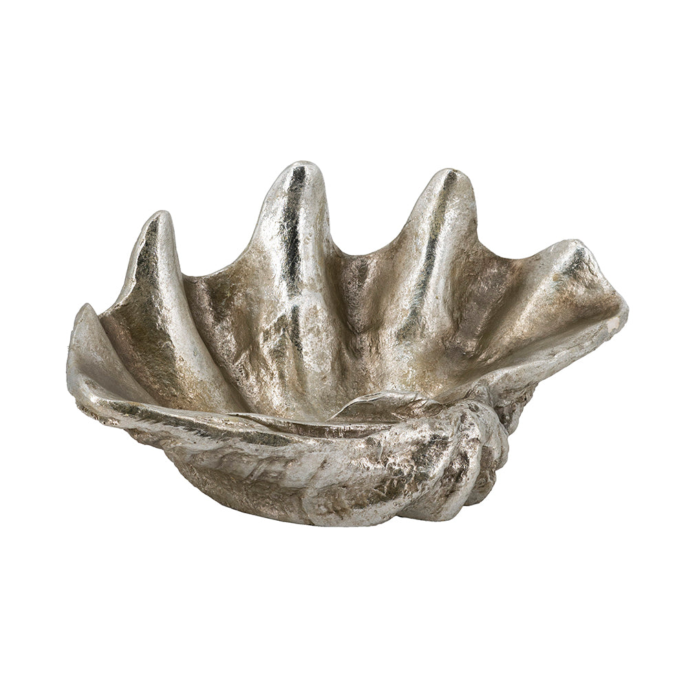 Silver Decorative Shell Bowl with Coastal Shell Design - Silver