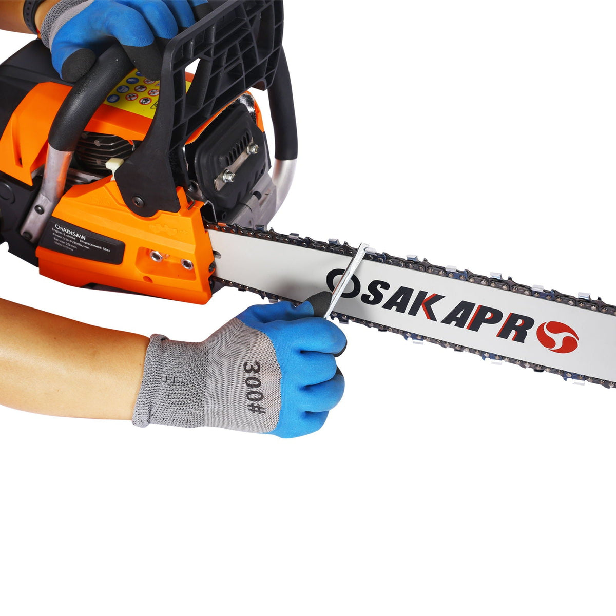 58cc Gasoline Chainsaw with 20-Inch Bar and Anti-Vibration - Orange