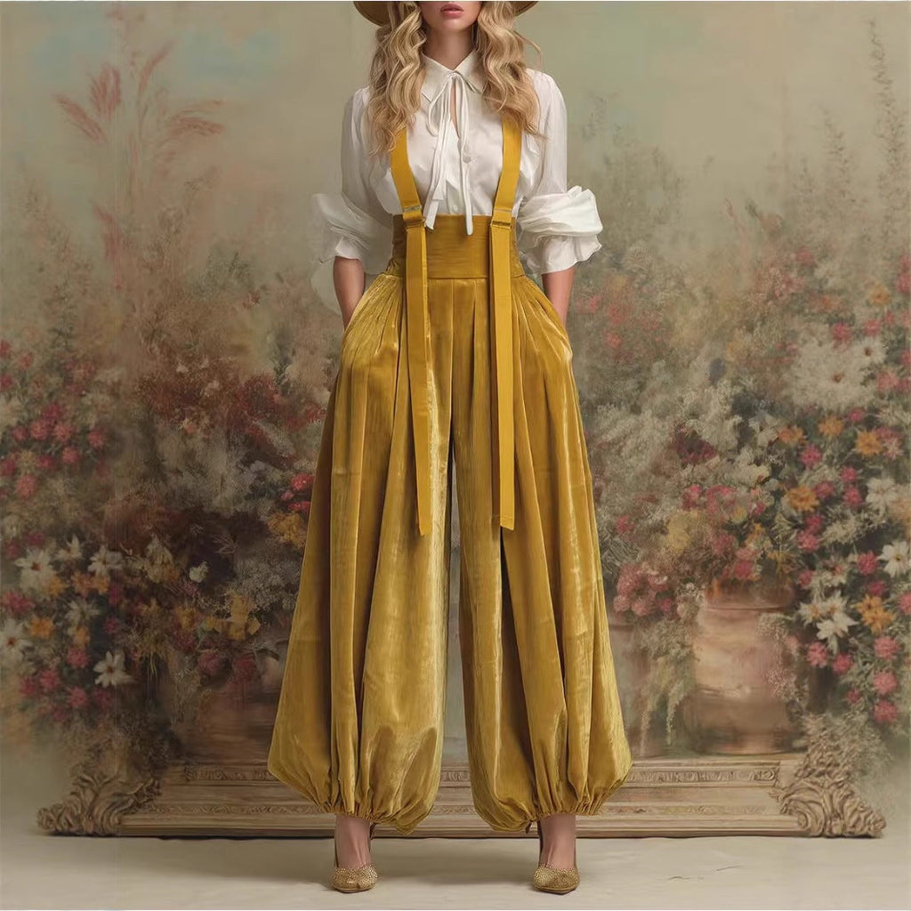 Stylish  Relaxed-fit Velvet Workwear Jumpsuit