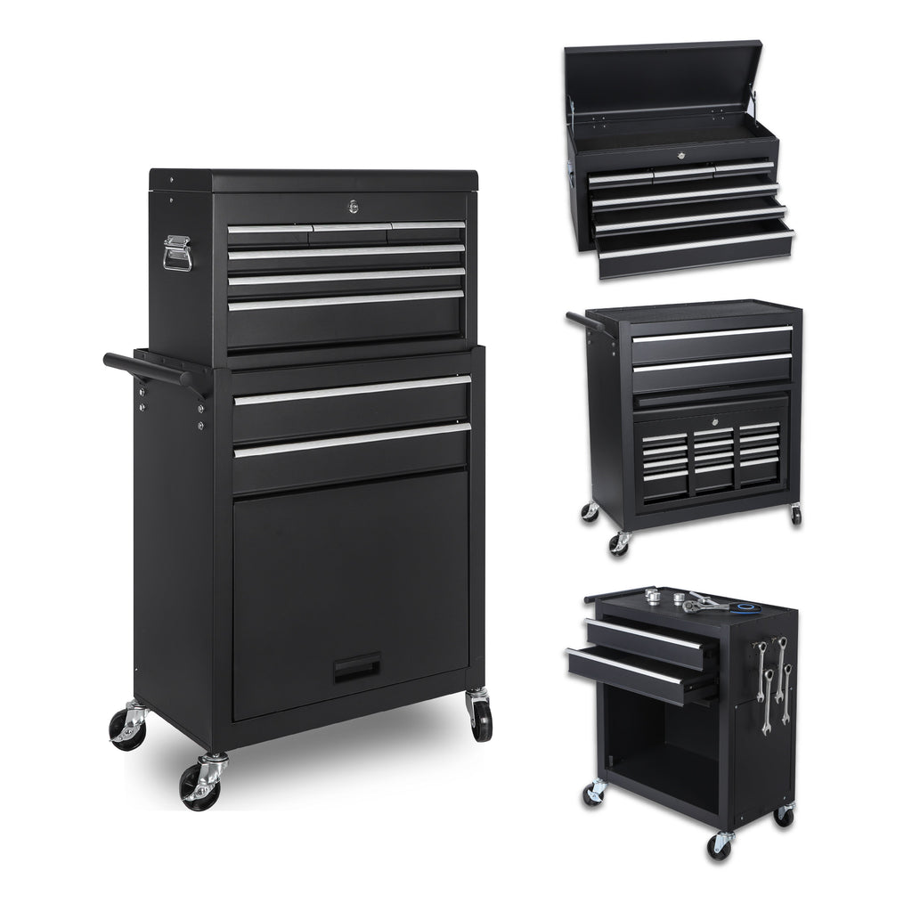 8-Drawer Rolling Tool Storage Cabinet with Detachable Top - Steel