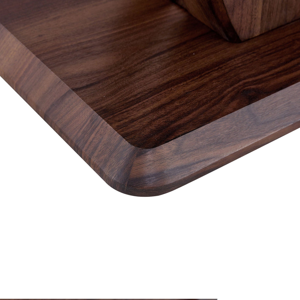 Modern Minimalist Rectangular Coffee Table with Walnut Grain Finish - Dark Brown