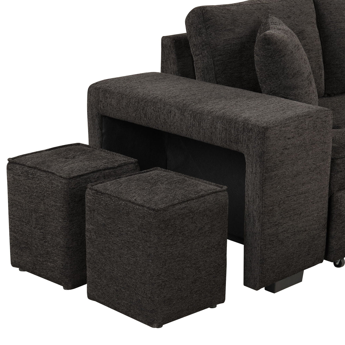 Reversible L-Shape Sleeper Sectional Sofa with Storage Chaise and 2 Stools - Multiple Colors