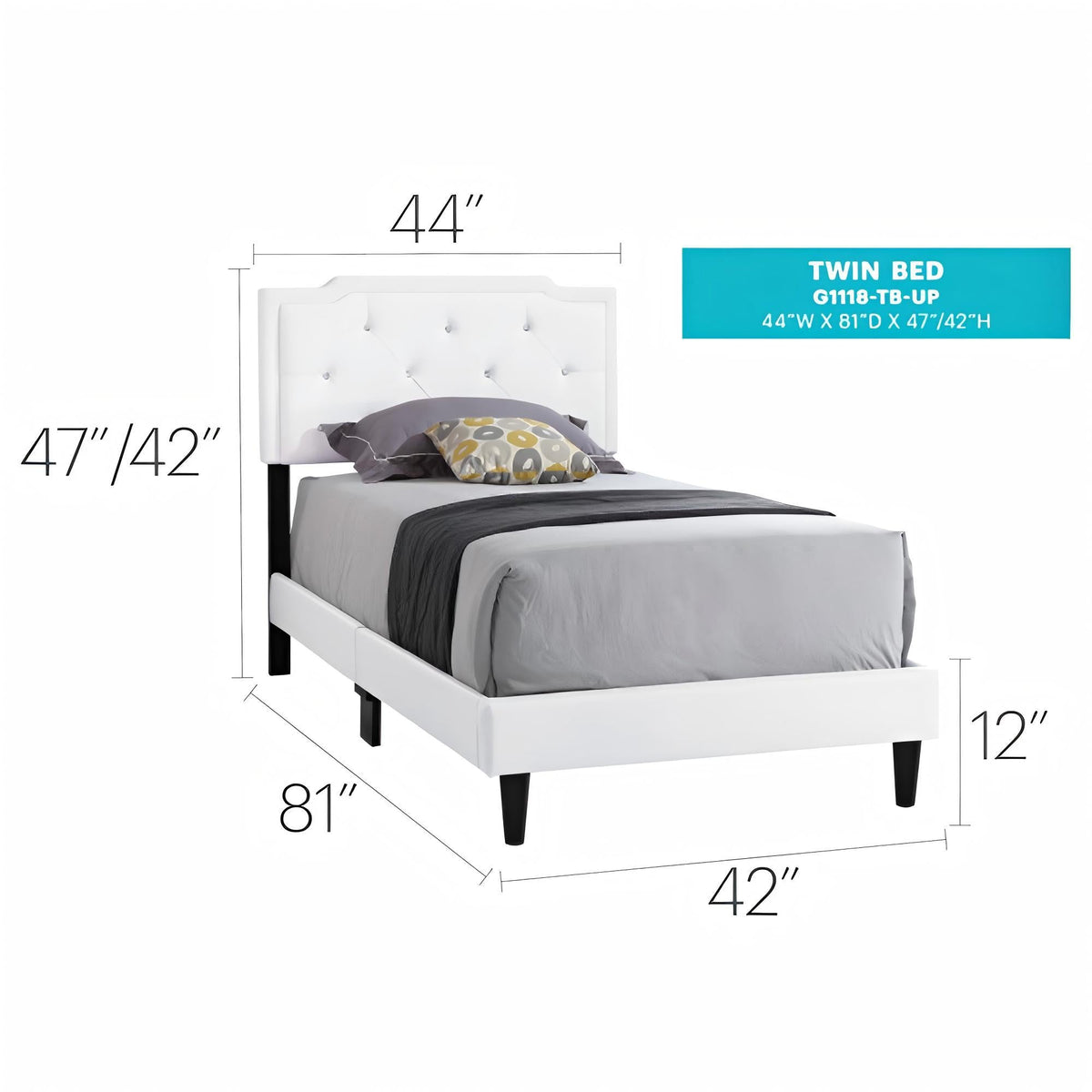 Button Tufted Upholstered Bed with Charming Design - Multiple Colors
