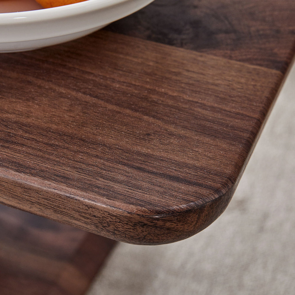 Modern Minimalist Rectangular Coffee Table with Walnut Grain Finish - Dark Brown
