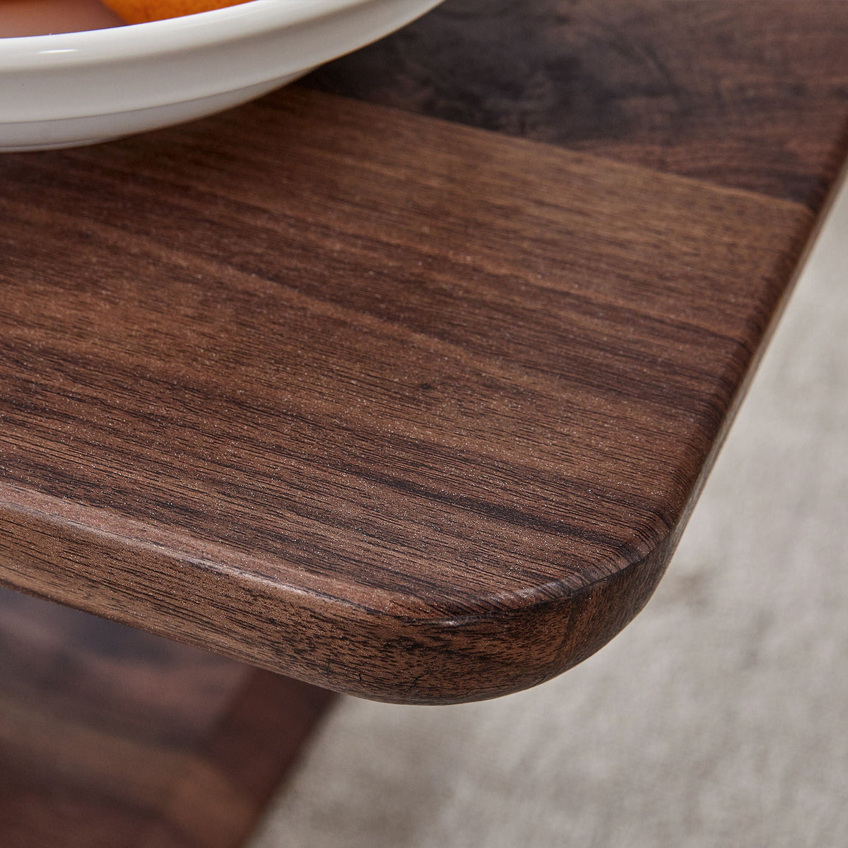 Modern Minimalist Rectangular Coffee Table with Walnut Grain Finish - Dark Brown