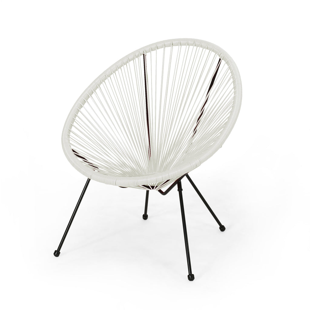 Anson Chair Set of 2 Patio Seating with Steel Frame and PE Rattan - White