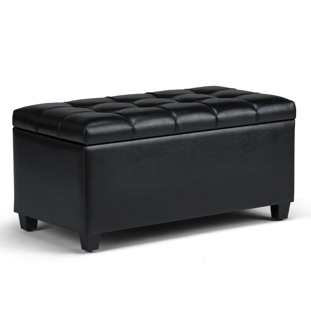 Upholstered Storage Ottoman Bench with Safety Hinge - Multiple Colors