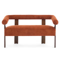 Round Armrest Loveseat with Curved Armrests - Dark Orange and Brown