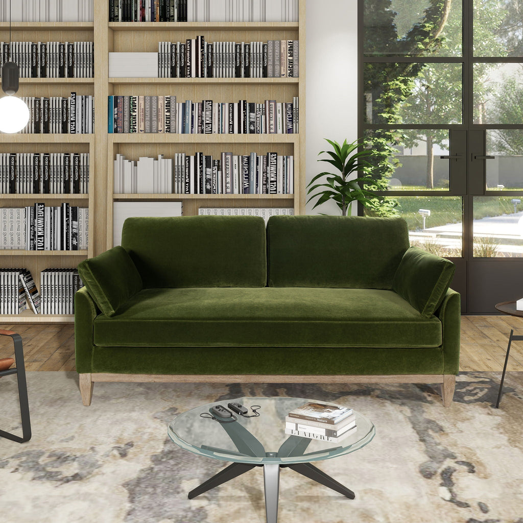 Modern Farmhouse Sofa with Removable Cushions - Dark Green or Orange