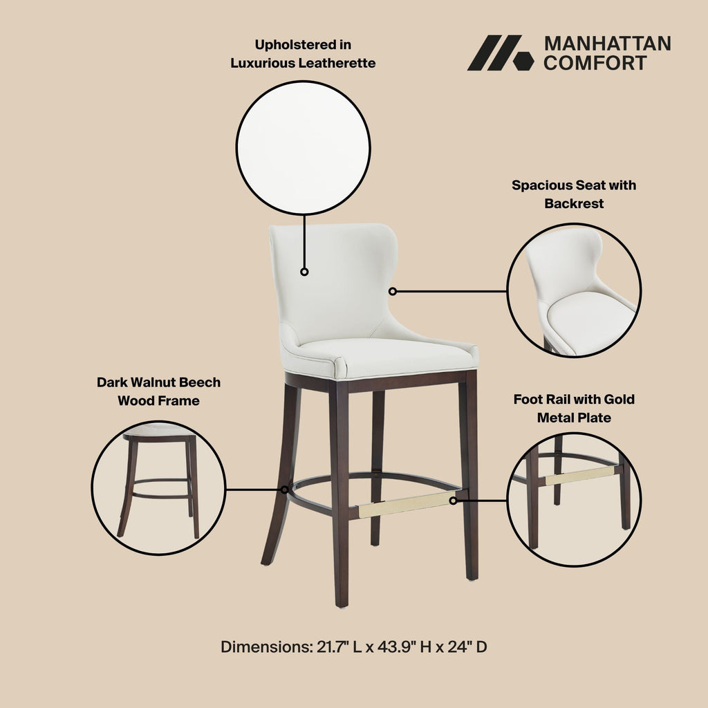 Bar Height Barstool with Backrest - White, Gray, Black