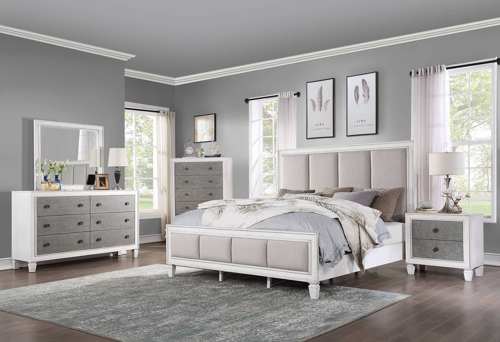 Katia Upholstered Bed with Plush Headboard - Gray