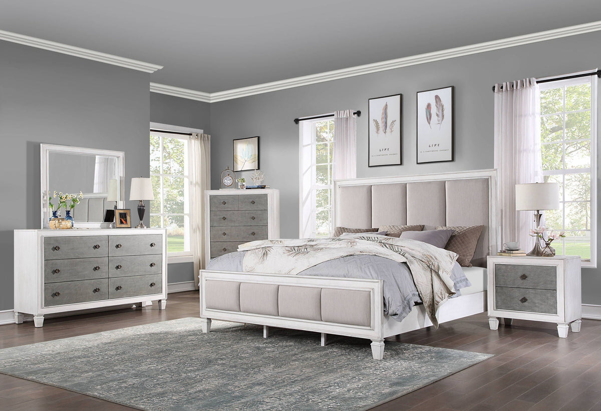 Katia Upholstered Bed with Plush Headboard - Gray