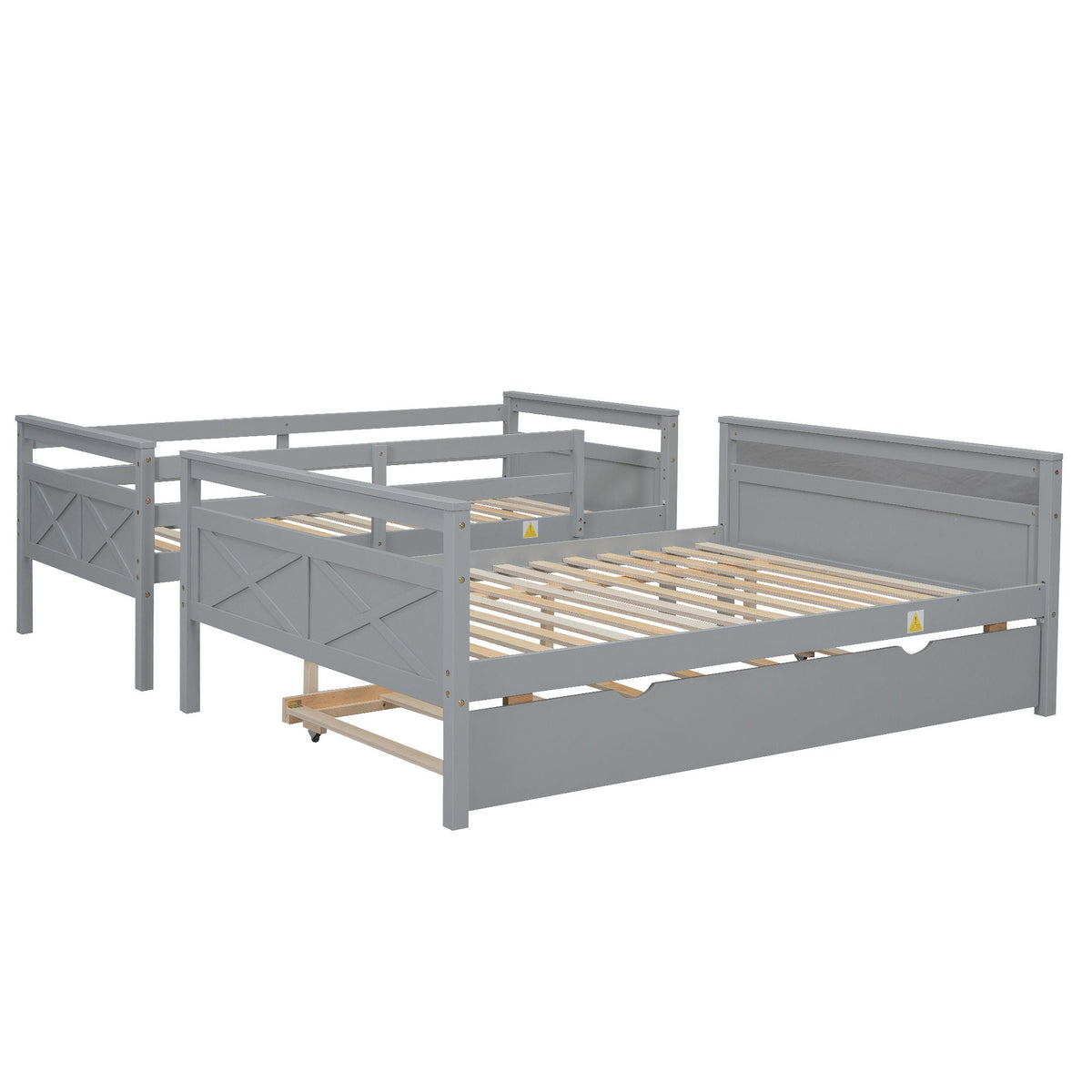 Twin Over Full Bunk Bed with Ladder and Storage Options - White or Dark Gray