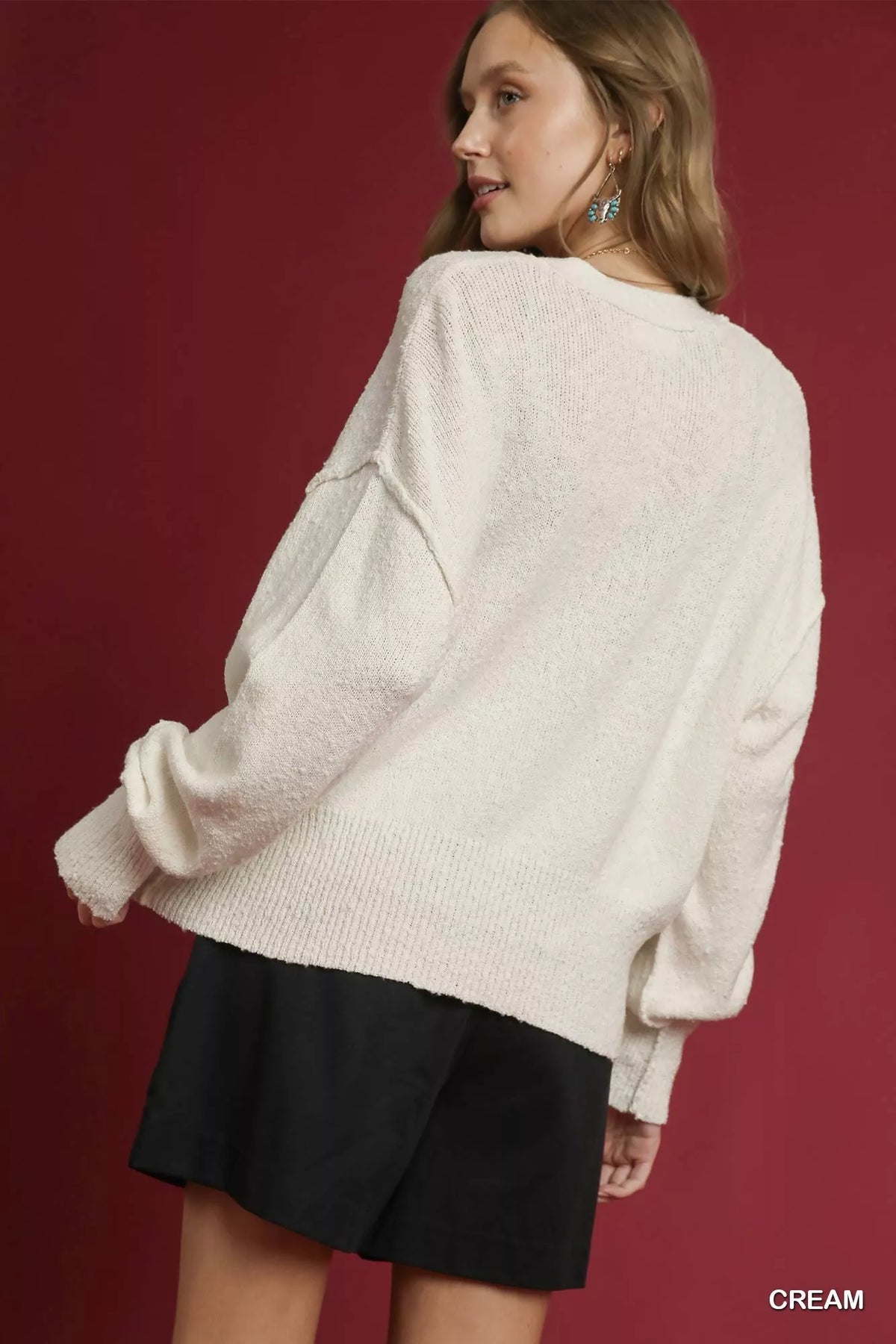 Umgee Button-Front V-Neck Knit Cardigan