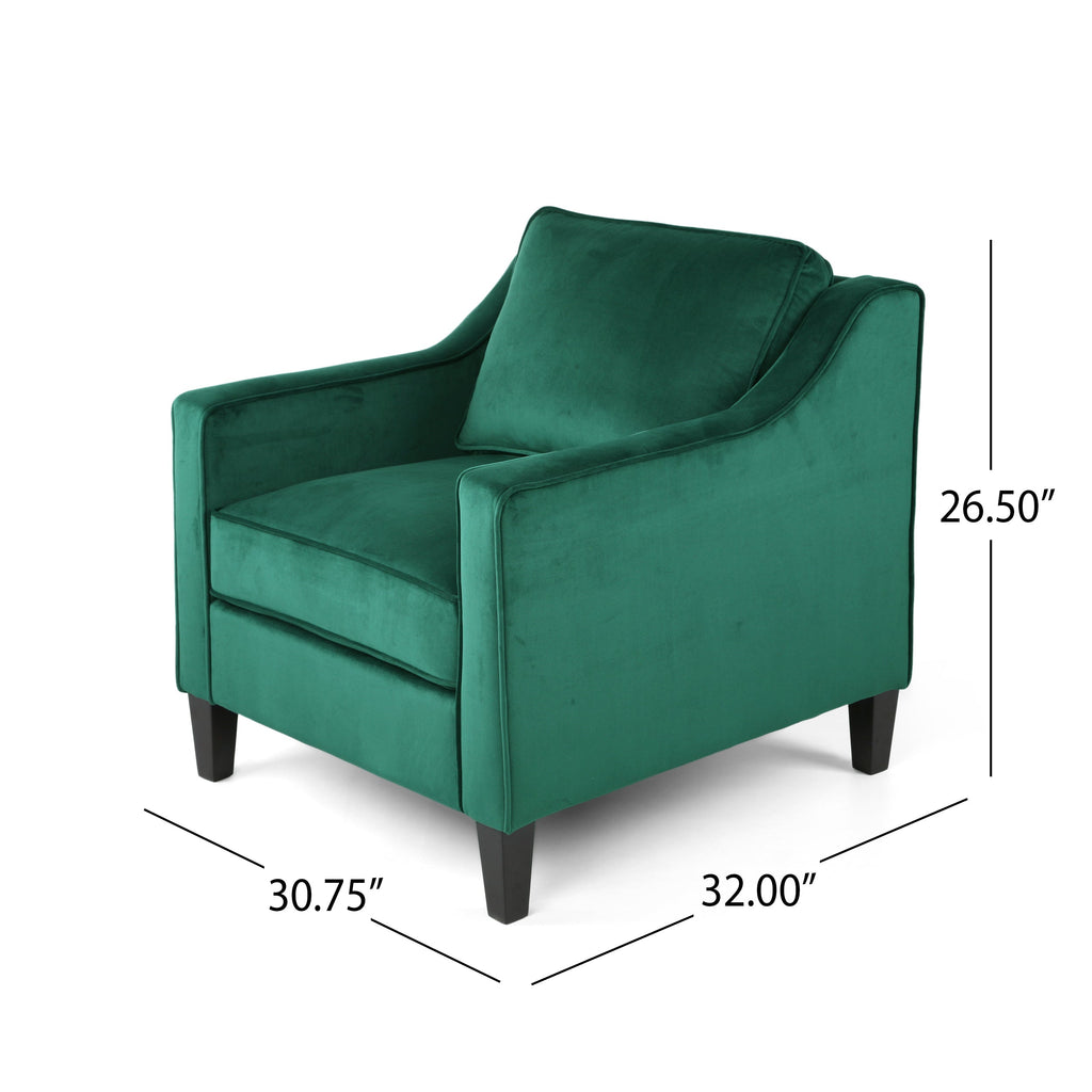 Green Velvet Upholstered Club Chair with Upholstered Velvet - Green