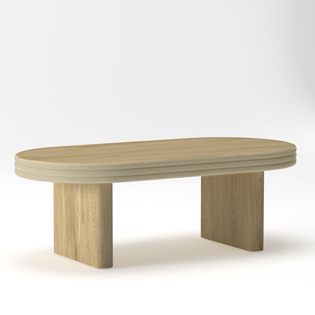 Oval Fluted Coffee Table with Fluted Detail - Natural