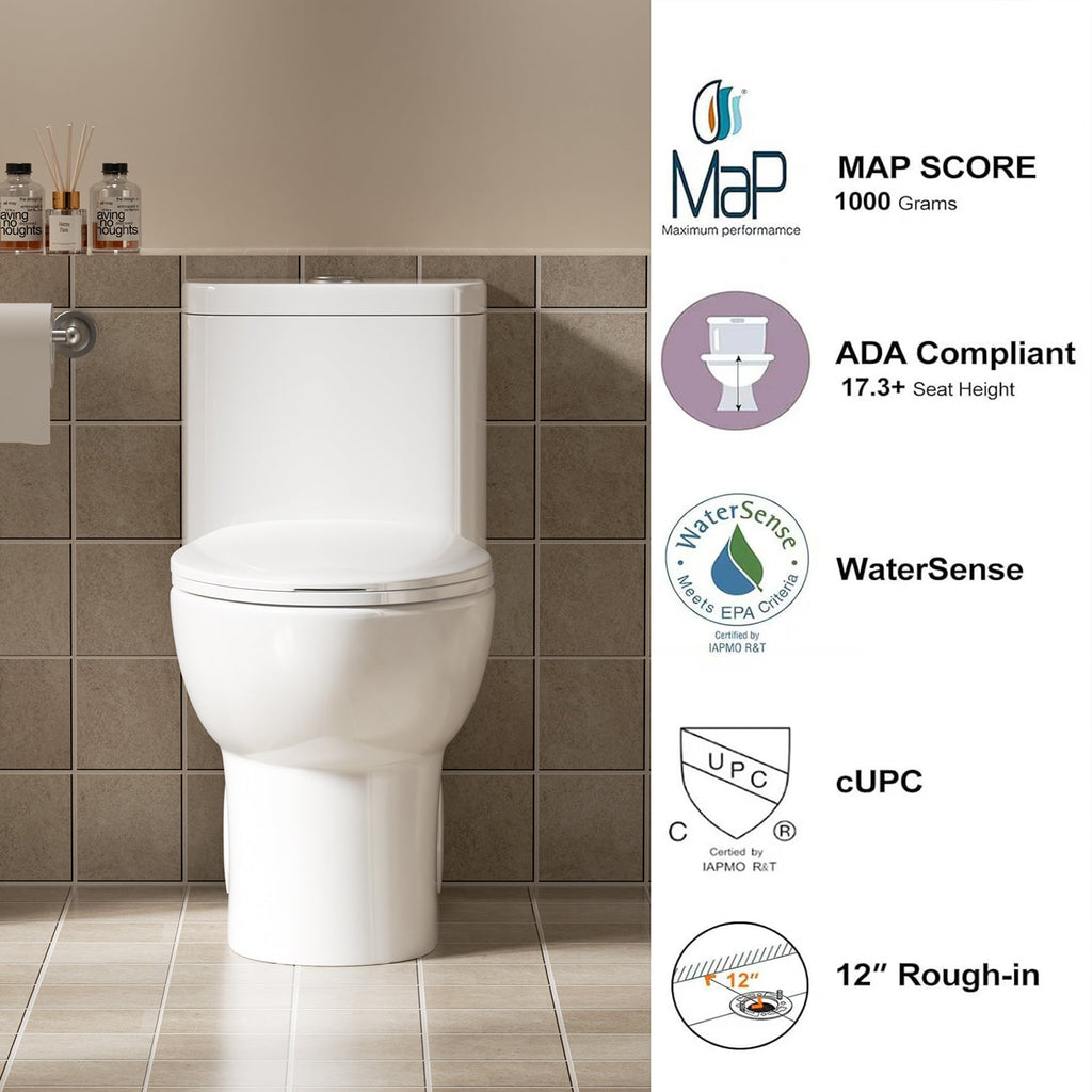 Tornado Flush One-Piece Toilet with Comfort Chair Seat - Gloss White