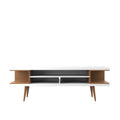 Mid-Century Modern TV Stand with Adjustable Storage - White