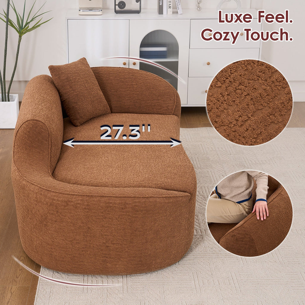 Chenille Curved Chaise Longue Chair with Compression Cushion - Modern
