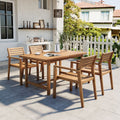 Natural Acacia Wood 5-Piece Outdoor Dining Set with Rectangular Table - Natural
