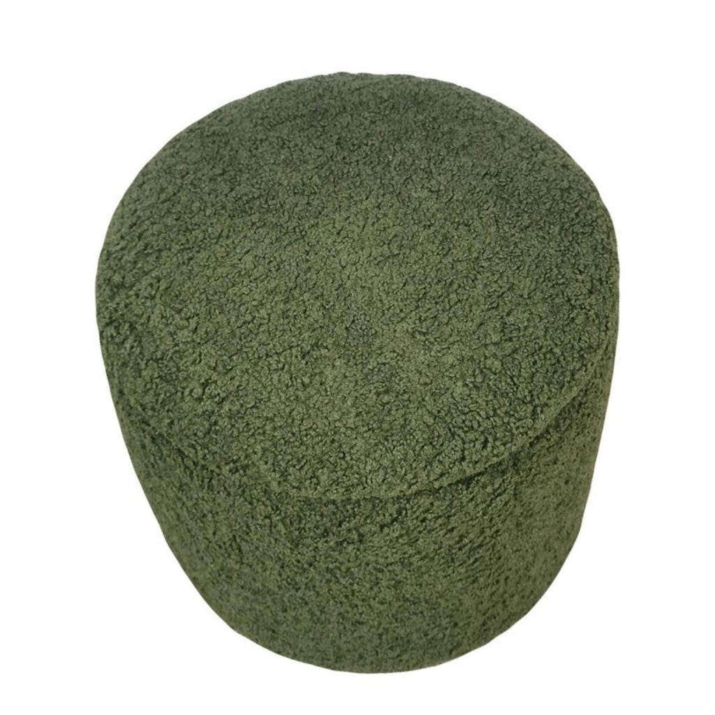 Elegant Round Storage Ottoman with Built-In Storage - Dark Green or Beige