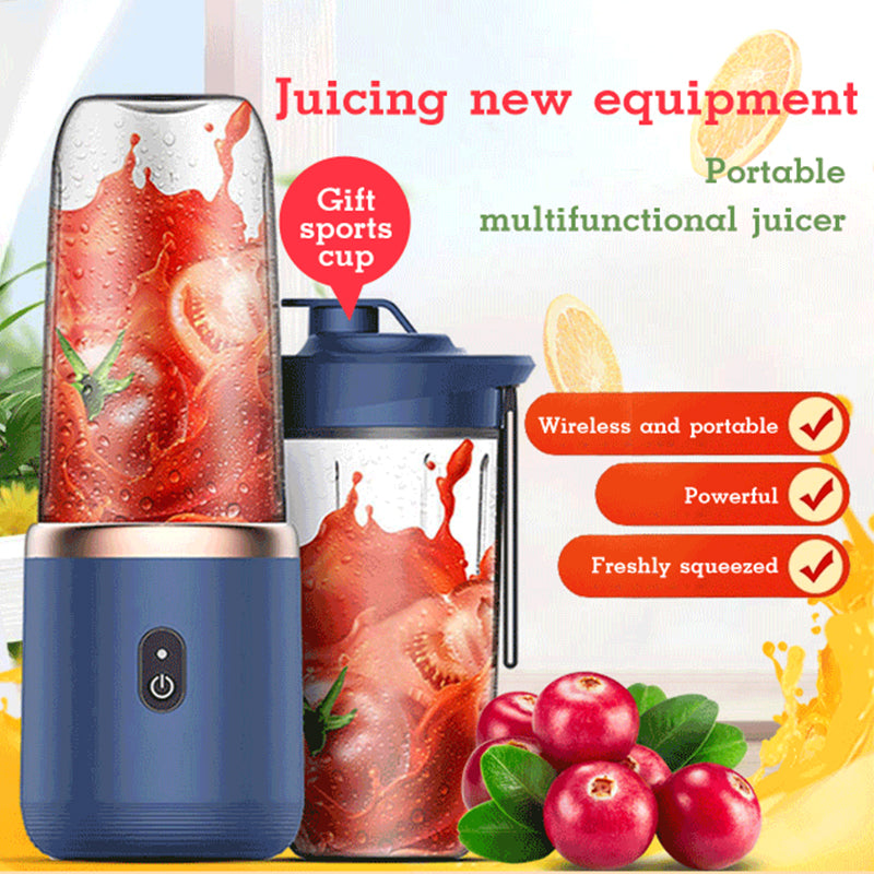 Portable six-blade USB rechargeable blender and juicer
