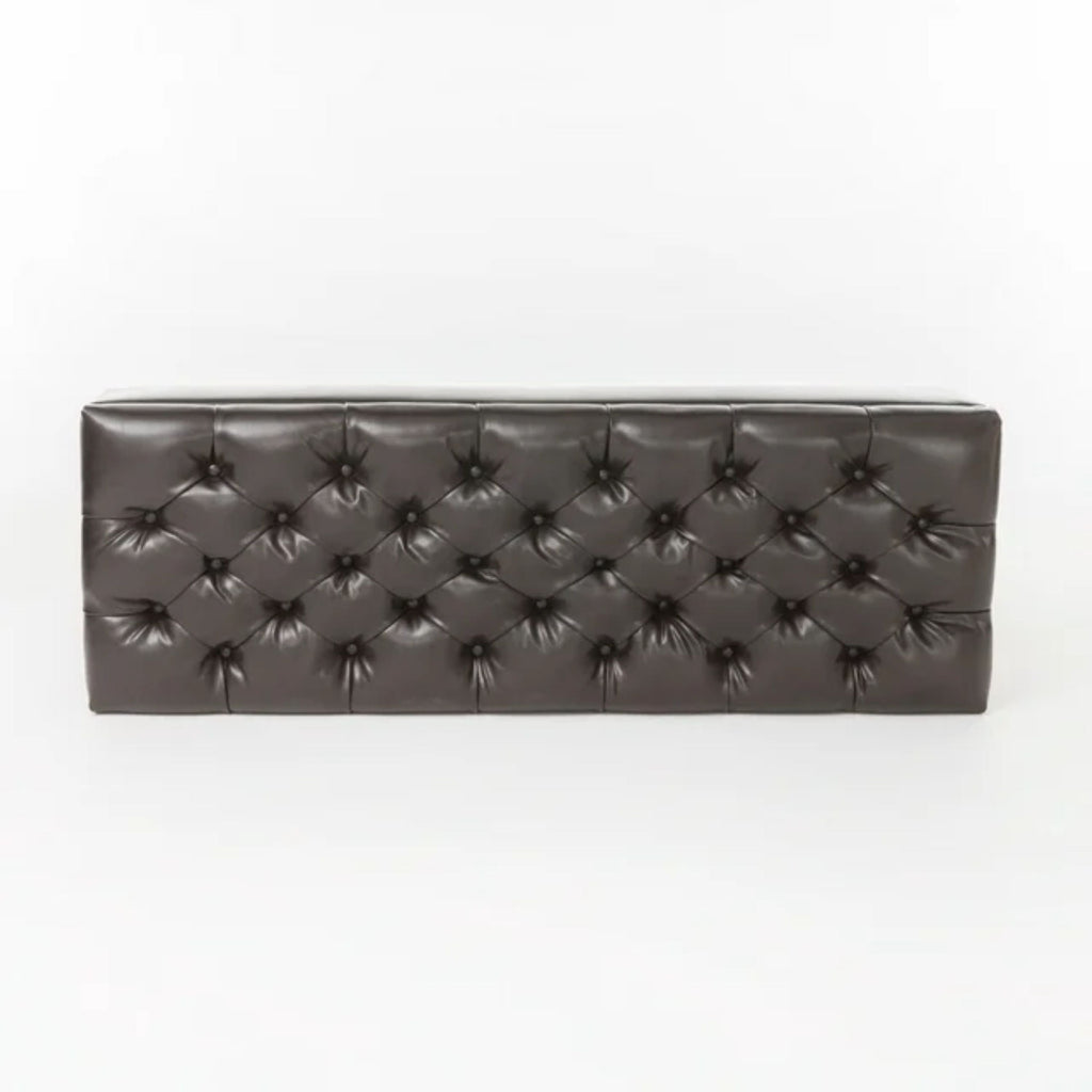 Ottoman Bench with Storage with Button-Tufting - Dark Brown