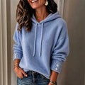 Women's Hooded Drawstring Sweatshirt Loose-fit Sweater