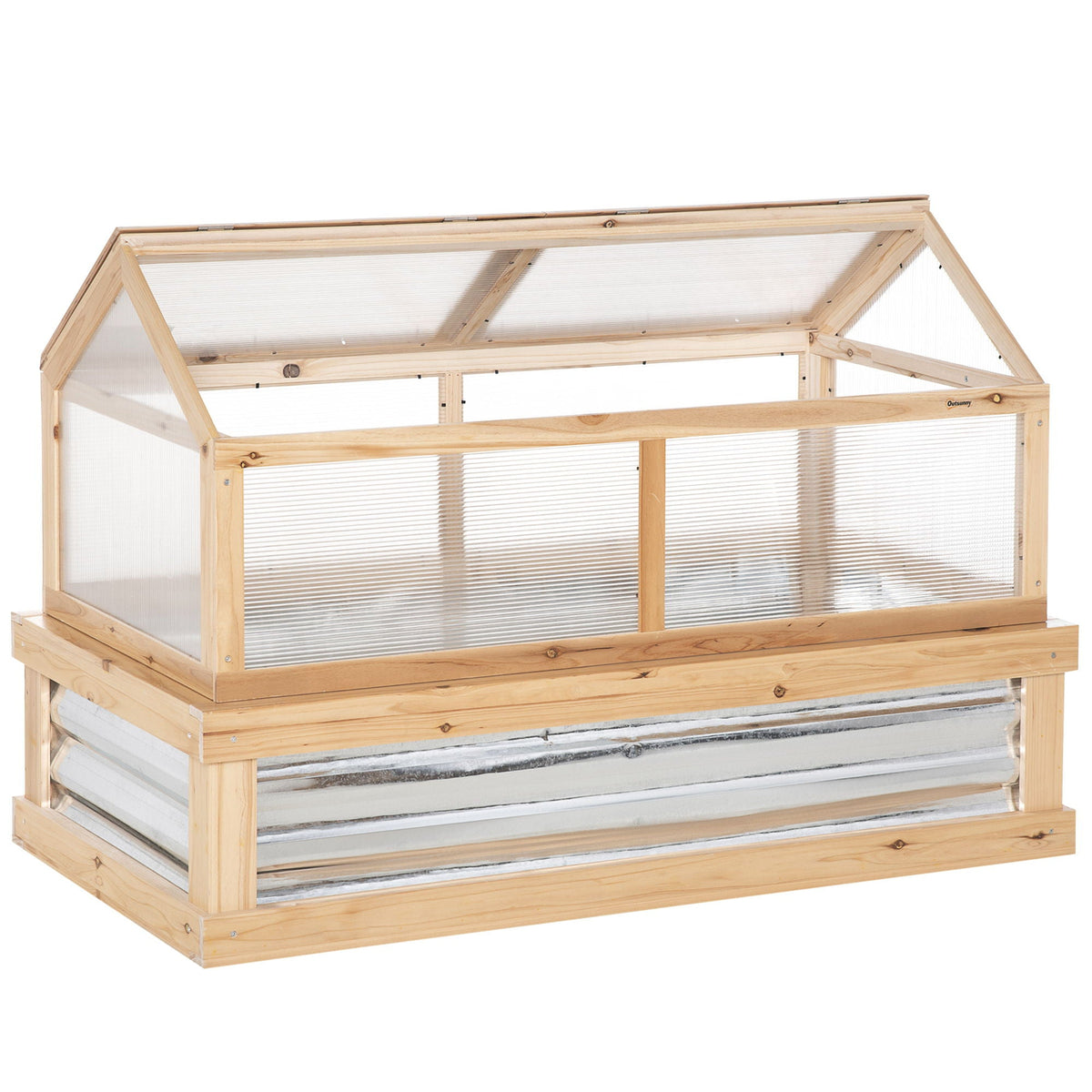 Raised Garden Bed with Polycarbonate Greenhouse - Natural