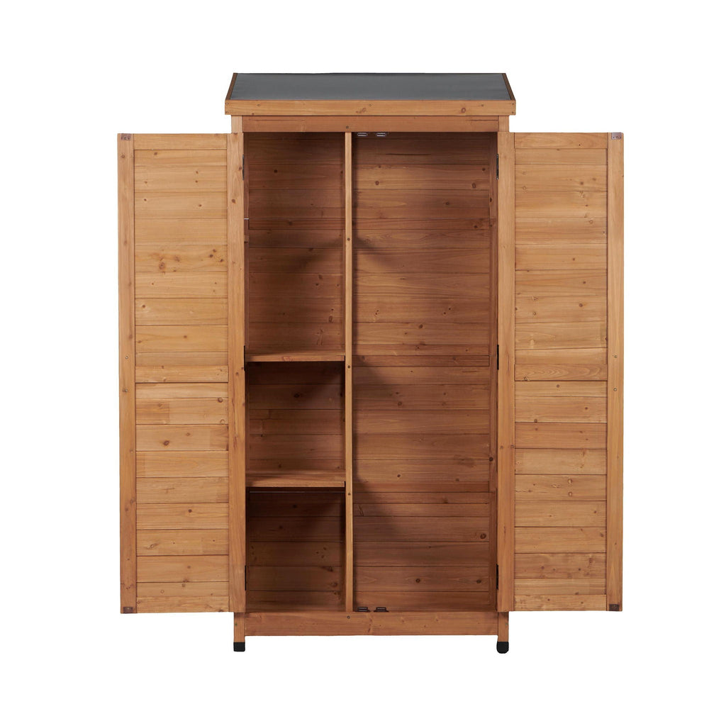 Outdoor Storage Shed with Vertical Tool Cabinet - Solid Wood, Dark Gray or Light Brown