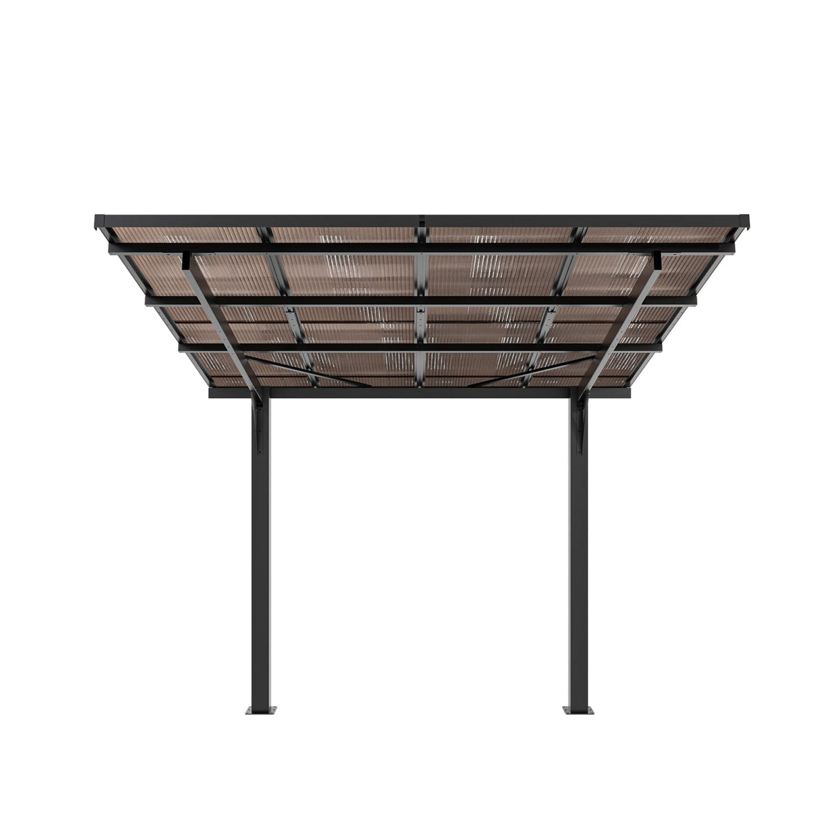 8x8FT Outdoor Carport with Galvanized Steel Frame and Sloped PC Roof - Black