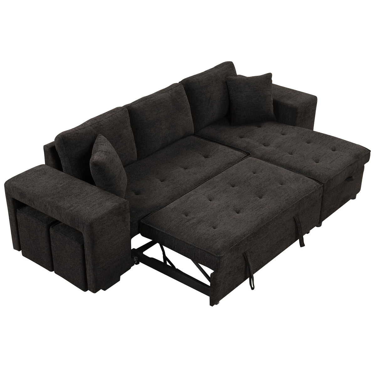 Reversible L-Shape Sleeper Sectional Sofa with Storage Chaise and 2 Stools - Multiple Colors